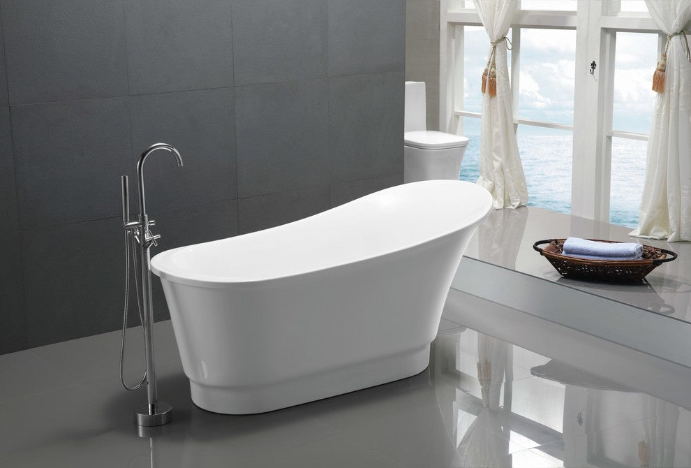 Prima 67" Acrylic Flatbottom Non-Whirlpool Bathtub, White