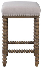 Uttermost Pryce Coastal Wood and Fabric Counter Stool in Light Walnut