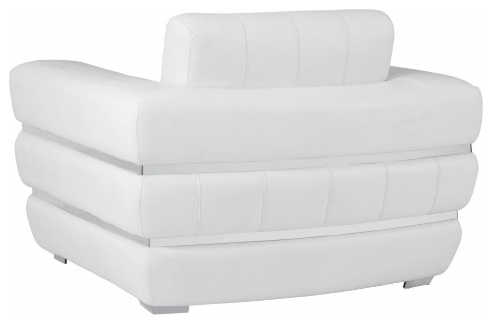 Winter White Stripe Top Grade Italian Leather Chair