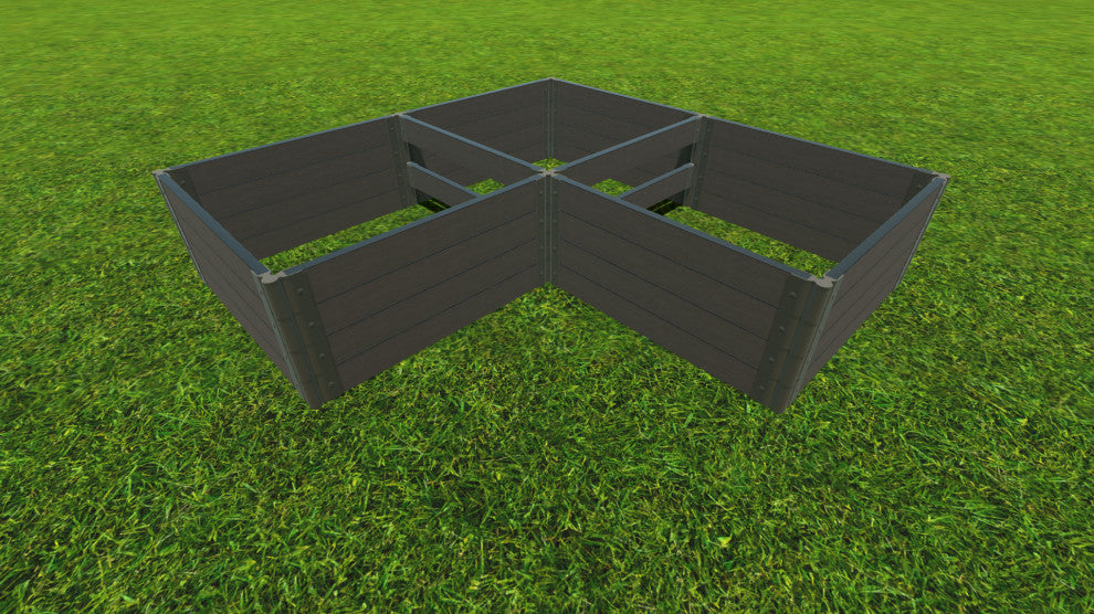 Weathered Wood 'Arrowhead' 8'x8'x22" Straight Corner Raised Garden Bed, 2"