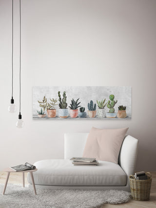 "Pots Lined Up" Painting Print on Wrapped Canvas, 30x10