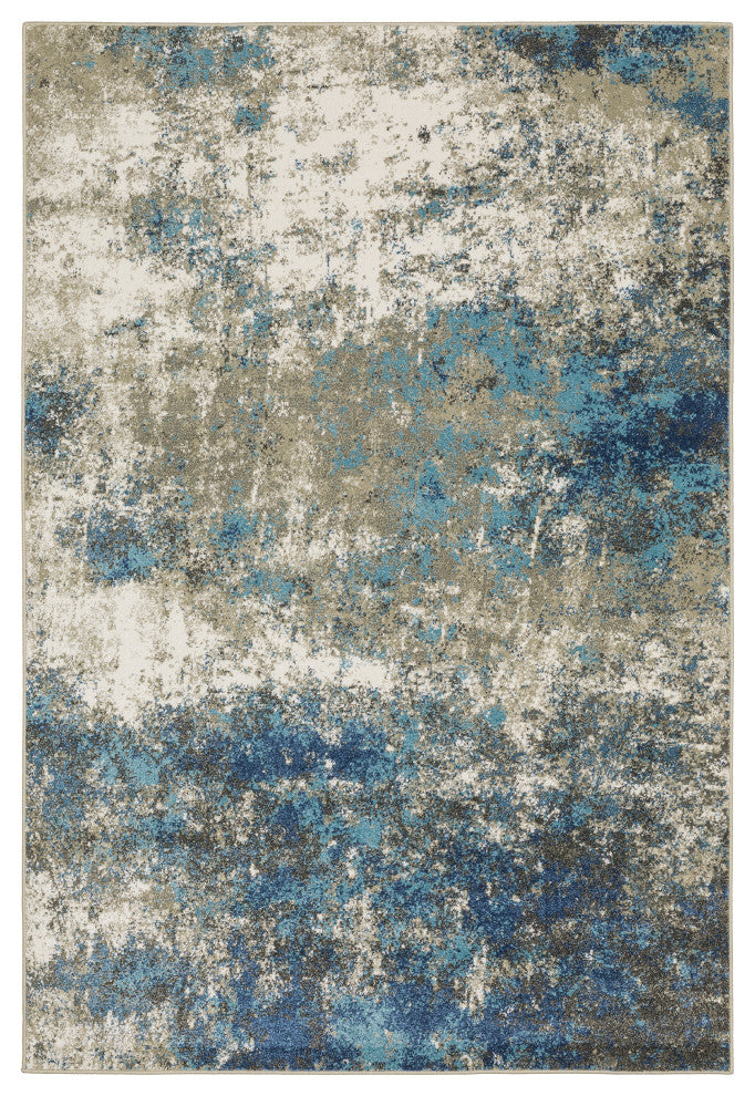 Vander Casual Abstract Power-Loomed Area Rug, Blue/Gray, 3'10"x5'5"