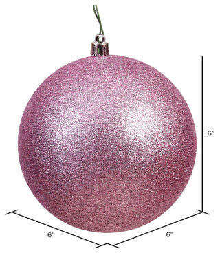 6" Mauve Glitter Ball Drilled 4/Bag