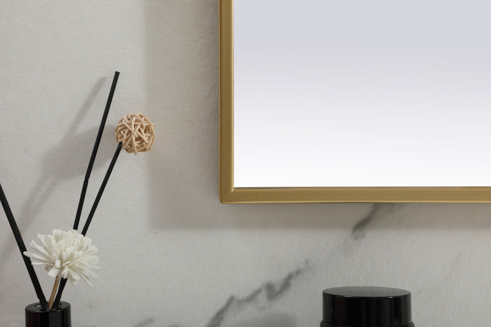 Metal Frame Arch Mirror 39X24 Inch, Brass