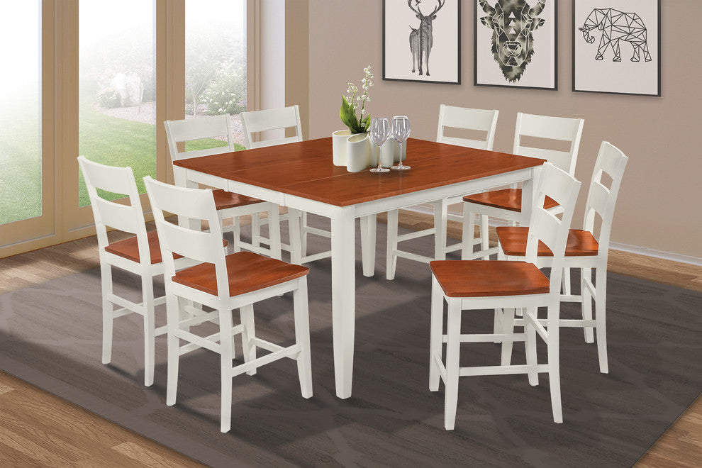 Sunderland Counter 5 Piece Dining Set with 18" Butterfly Leaf, White and Cherry