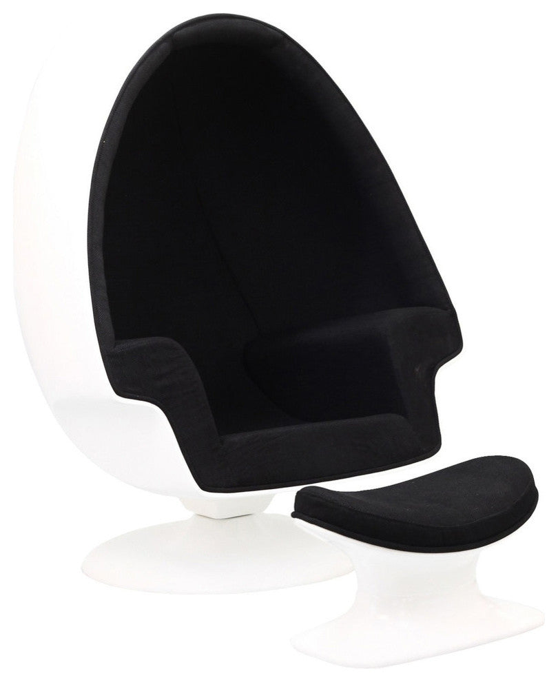 Modern Contemporary Living Room Lounge Chair and Ottoman Black