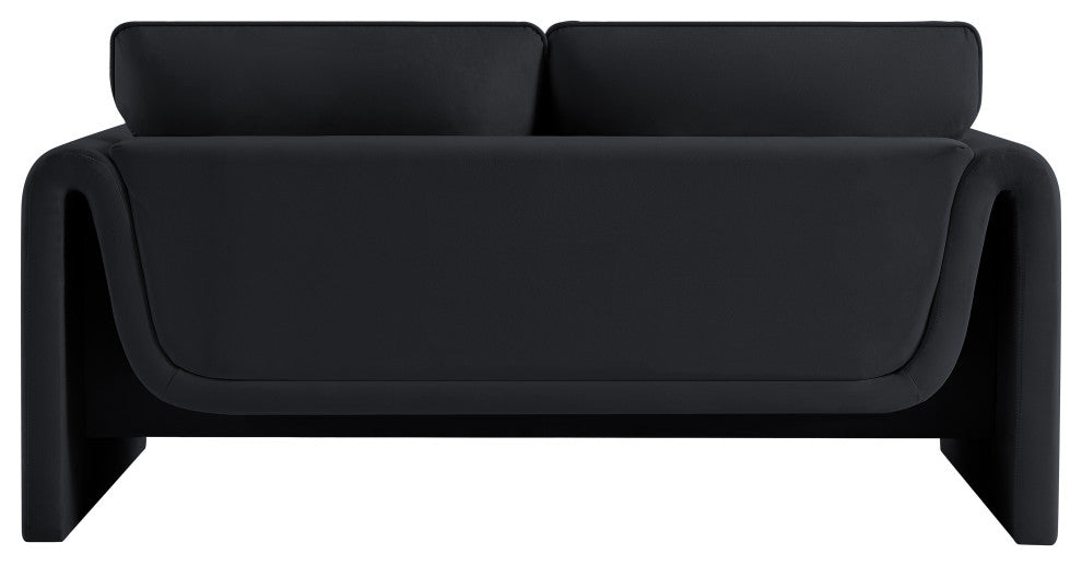 Sloan Black Velvet Fabric Loveseat