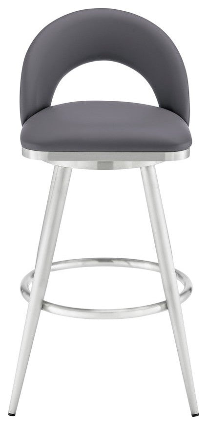 Charlotte Swivel Counter or Bar Stool in Faux Leather and Metal