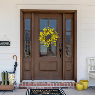 Forsythia and Berry Floral Spring Wreath 24" Yellow