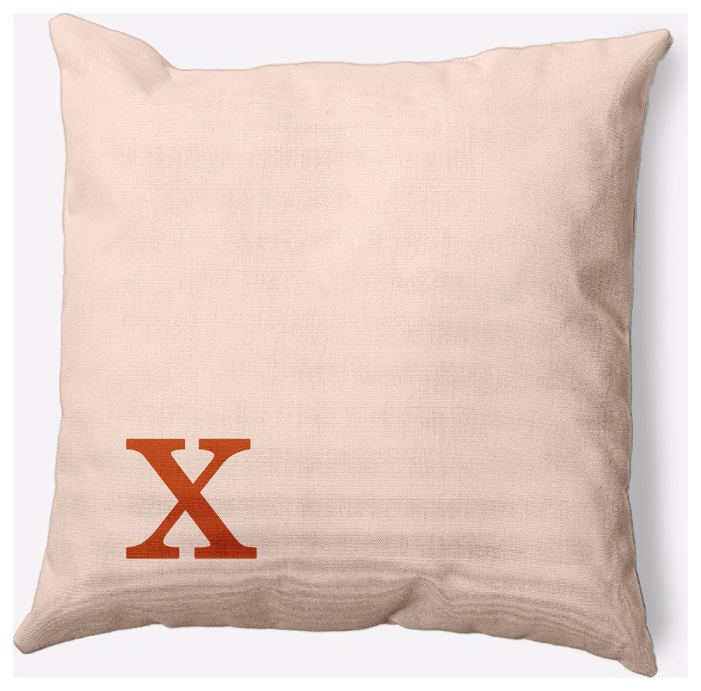 20" x 20" Modern Monogram Indoor/Outdoor Polyester Throw Pillow, Sienna