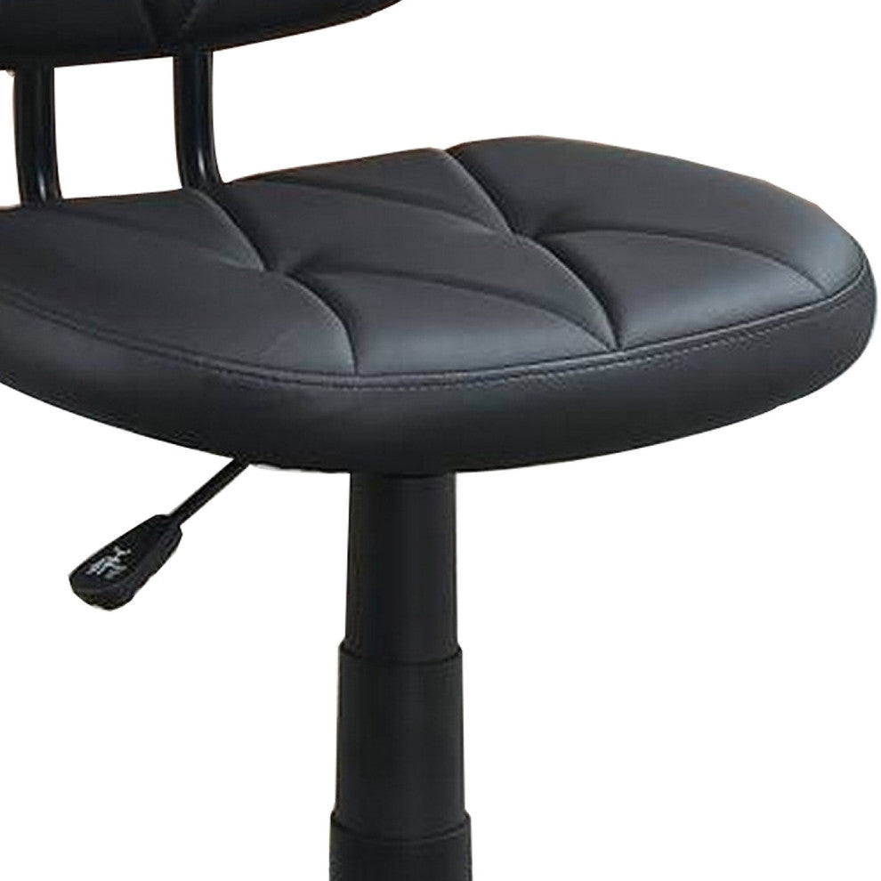 Benzara BM266473 Office Chair With Adjustable Height and Diamond Stitch, Black