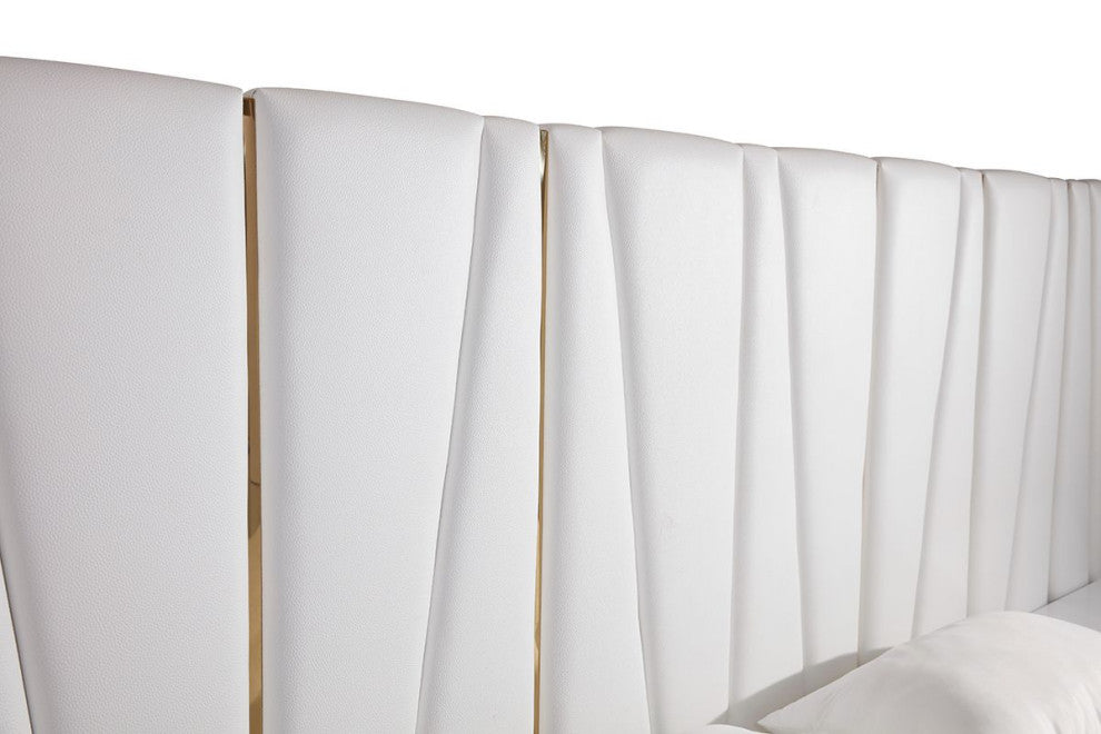 Modrest Nixa Modern White + Gold Bedroom Set, California King