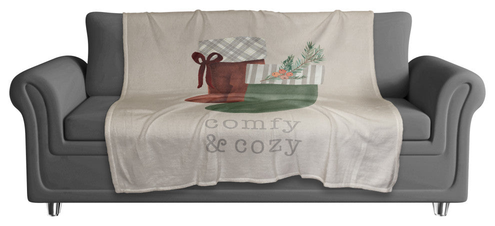 Comfy Cozy Stockings 2 50x60 Coral Fleece Blanket