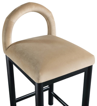 Conrad Upholstered Bar and Counter Stool, Beige, Velvet, Black