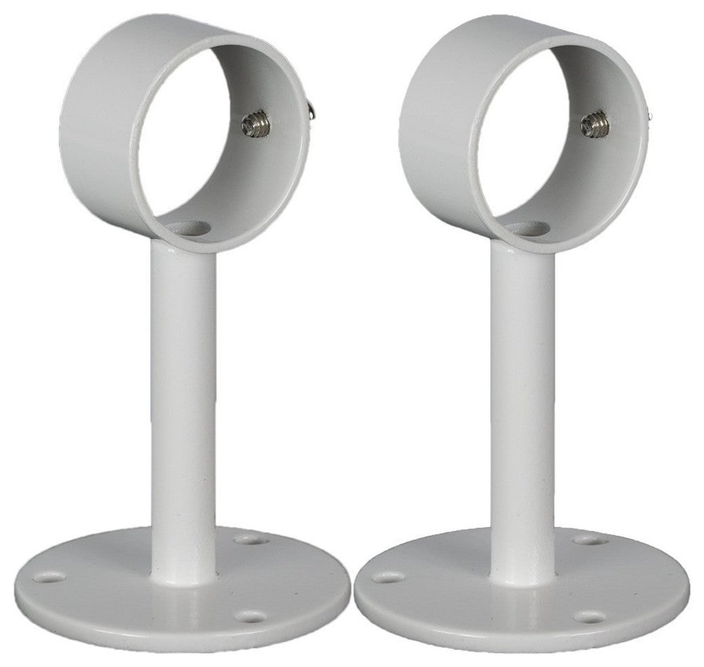 Ceiling/Wall Bracket for 1 1/8" Rod, Glossy White, Set of 2