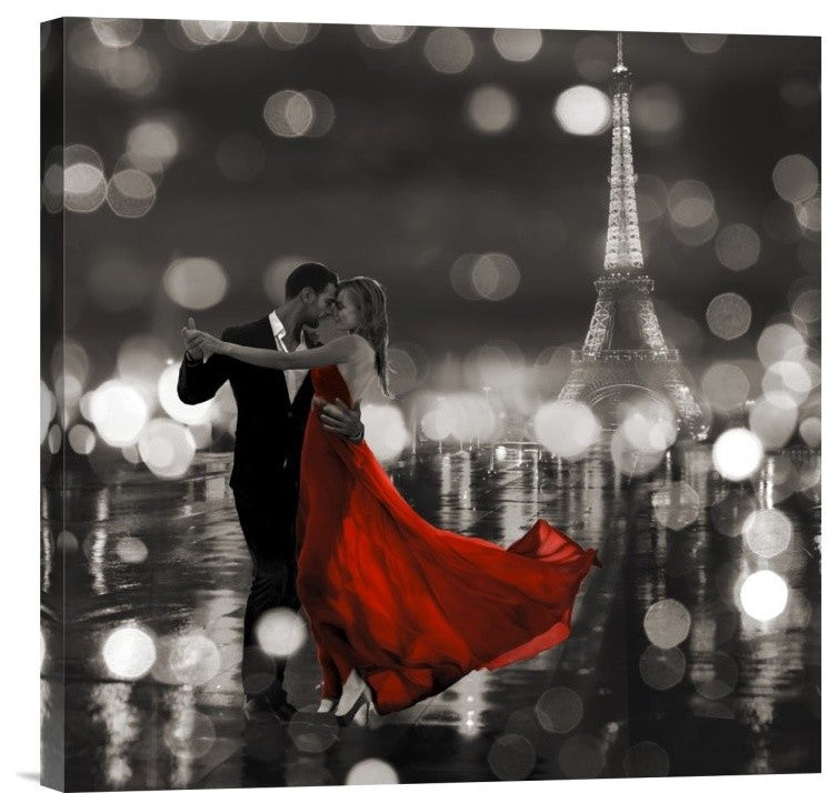 "Midnight in Paris (BW)" Stretched Canvas Giclee by Dianne Loumer, 18"x18"