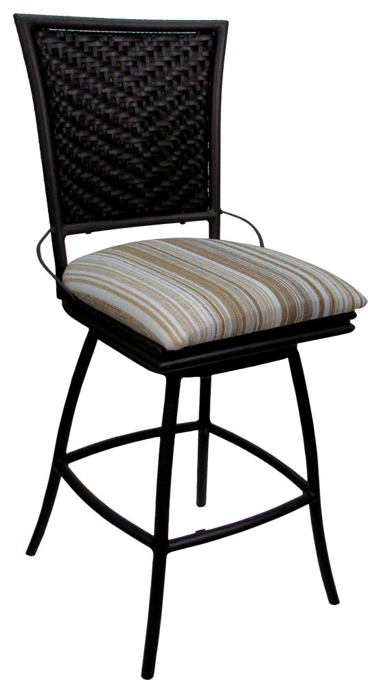 Outdoor Patio Swivel Counter Bar Stool Extra Tall without Arms - Erin, Driftwood Whitelinen - Black, 26"