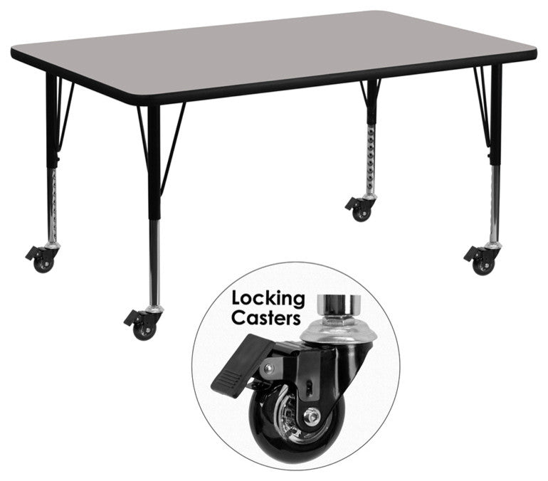 Mobile 30''Wx60''L Gray Hp Laminate Activity Table