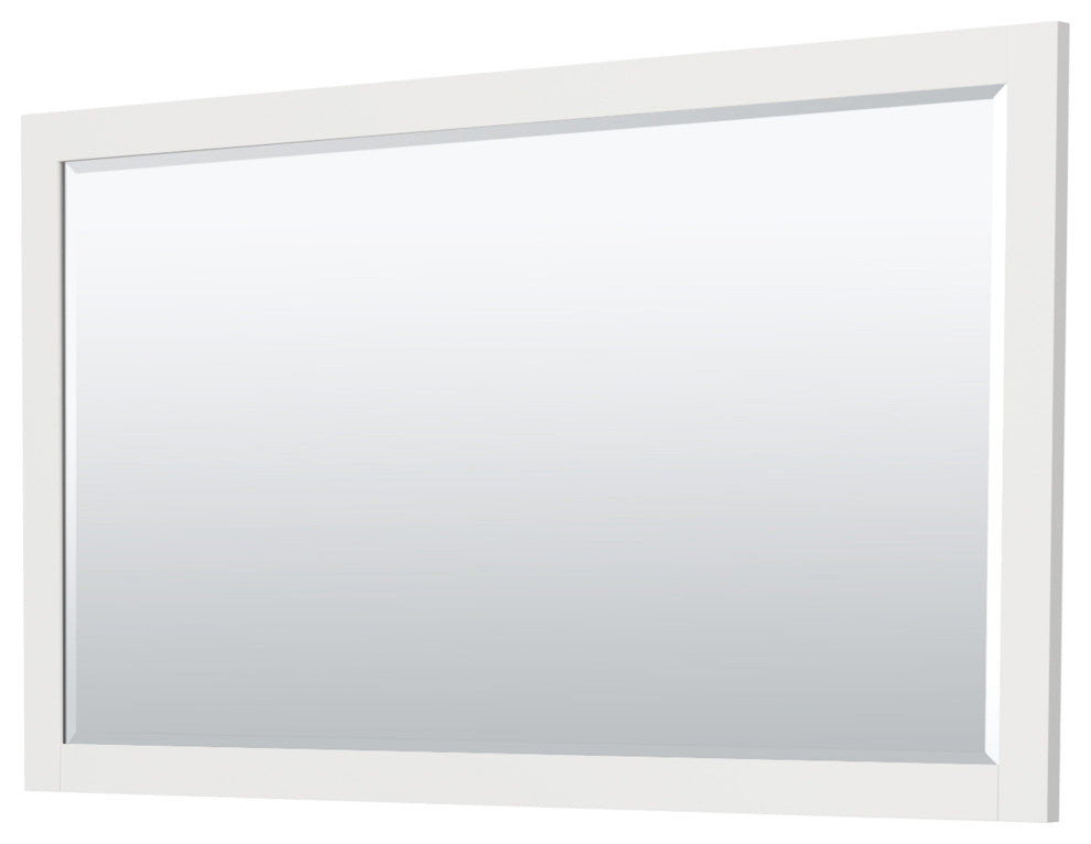 60" Single Bath Vanity, White, No Countertop, Gold Trim, 58" Mirror