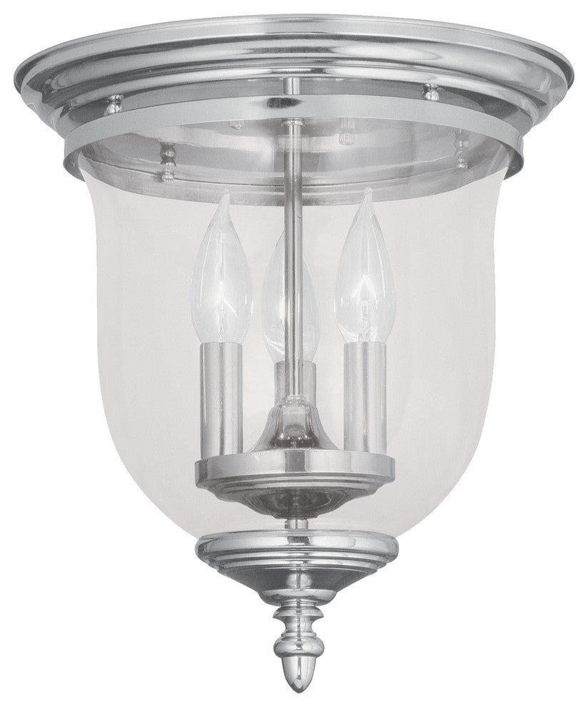 Livex 5021-35 3-Light Polished Nickel Ceiling Mount, Polished Nickel