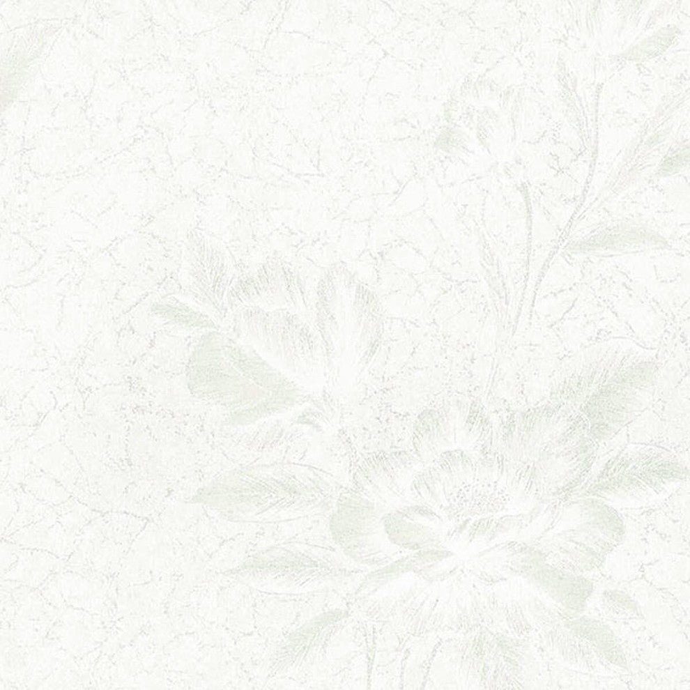 Silk Impressions 2, Contemporary Floral White Wallpaper Roll