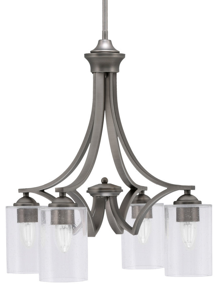 Zilo Downlight, 4 Light, Chandelier, Graphite Finish, 4" Clear Bubble Glass