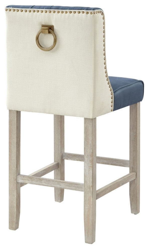 Rustic Manor Kaileigh Counter Stool, Leather PU, Navy