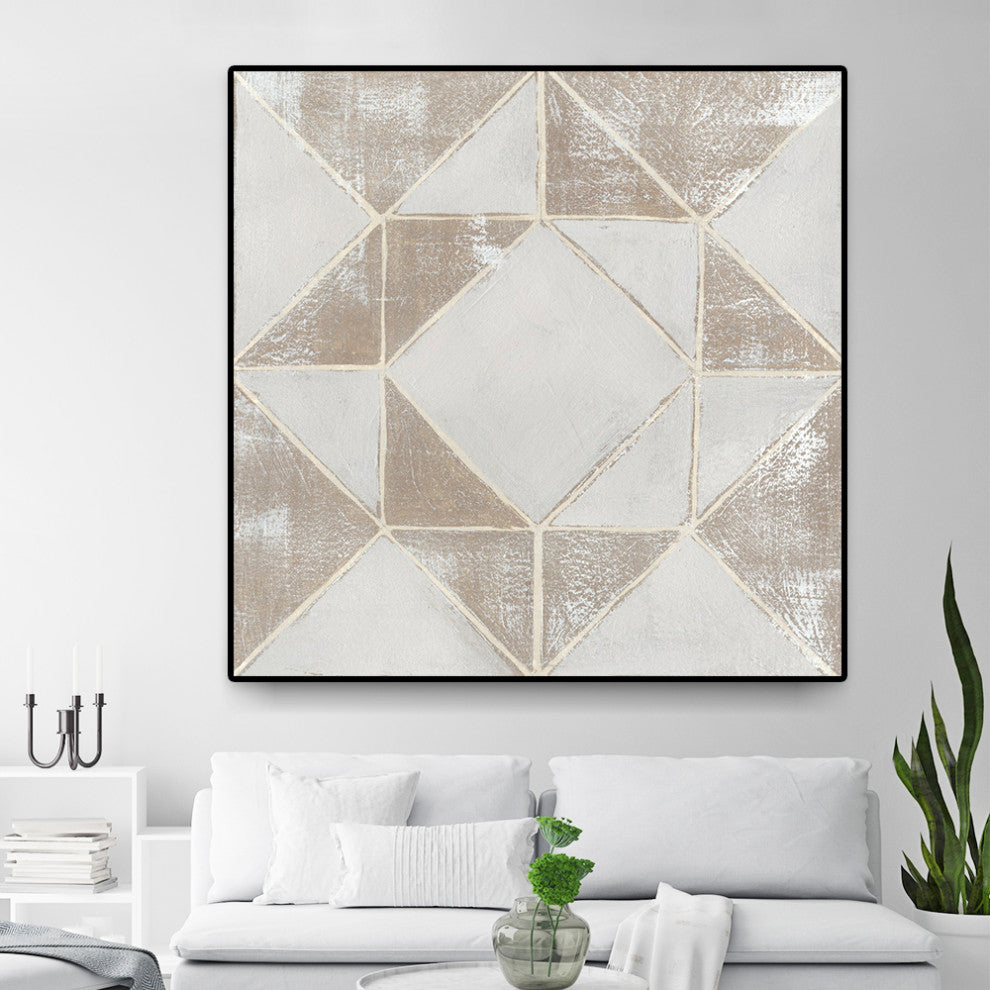 "Geometric Veil I" Oversized Framed Canvas, 45" x 45"