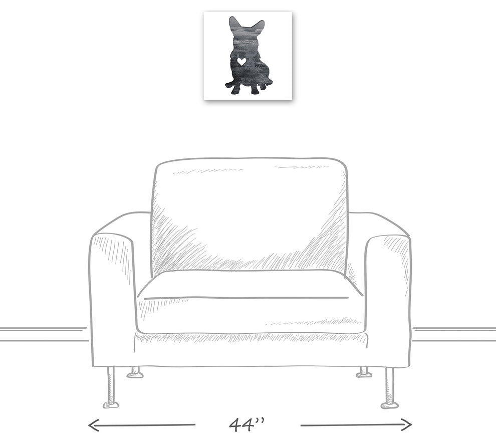 Designs Direct Creative Group Ink Silhouette Corgi 12x12 Canvas Wall Art