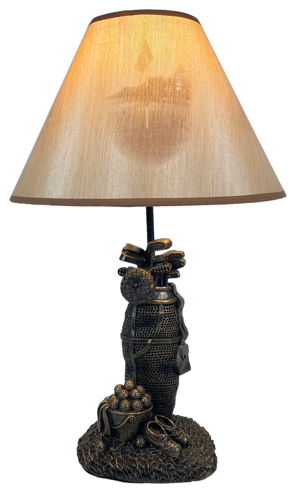 Golf Lovers Tee Light Golf Bag Table Lamp w/Decorative Shade