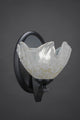 Zilo Wall Sconce, Matte Black, 7" Gold Ice Glass