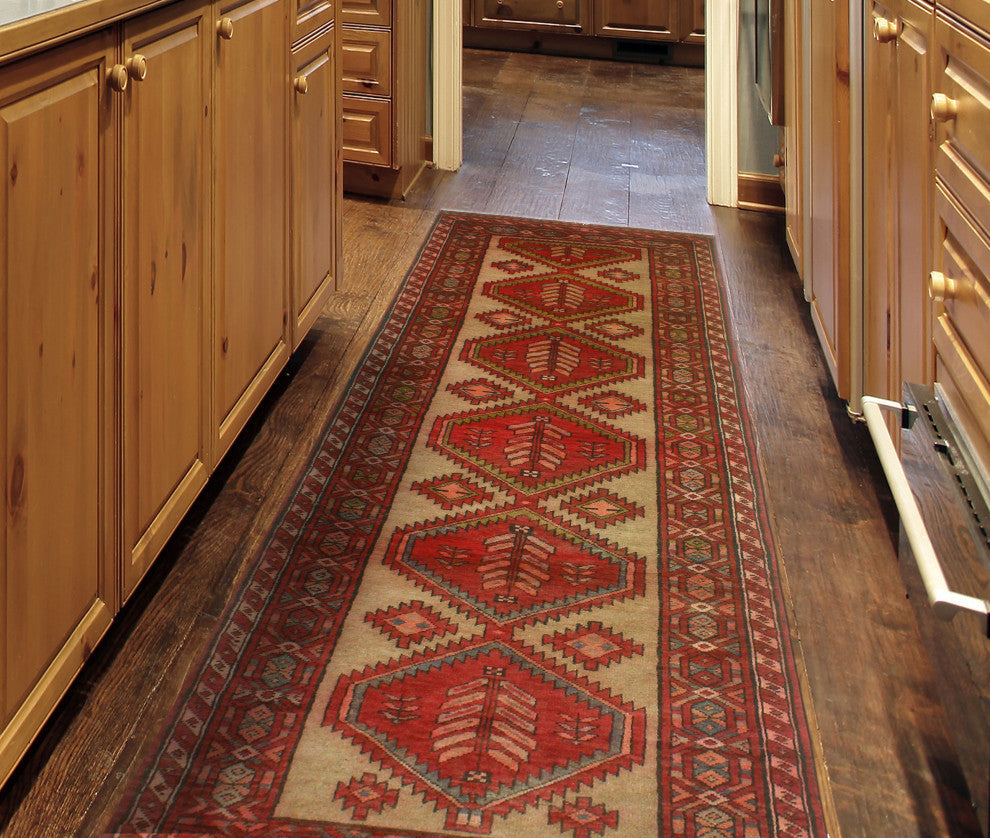 Fine Vintage Distressed Lucian Brown/Red Runner, 3'0x10'0