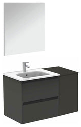 36" Vanity Set with Mirror and Sink Sansa by Royo, Anthracite, 36"