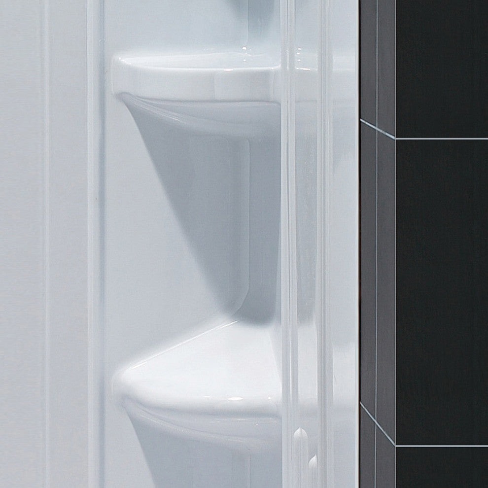 DreamLine SlimLine 34"x60" Base Center Drain and QWALL-3 Shower Backwall Kit