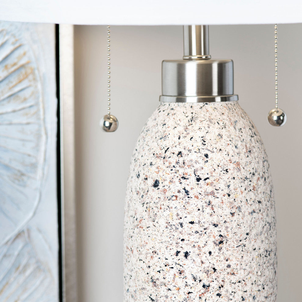 Tristan 34" Twin Pull Chain Table Lamp With Drum Shade, Beige