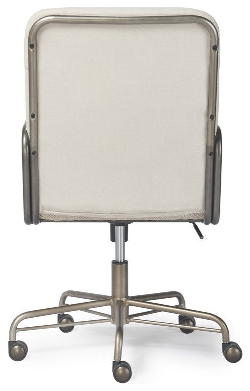 Office Chair, Metal Frame With Caster Wheels & Adjustable Height, Cream White