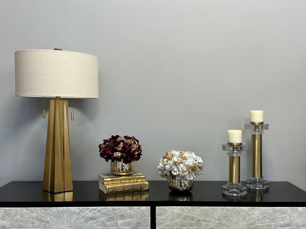 Hydrangea Holiday Arrangement in a Glass Vase