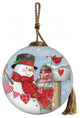 Valentine Snowman Hand Painted Mouth Blown Glass Ornament