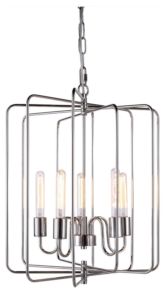 Elegant Lighting Lewis Pendant Lamp, 20"x25", Polished Nickel Finish