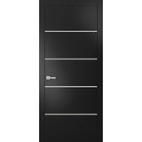 Solid French Door 24 x 80 | Planum 0210 Matte Black with| Bathroom
