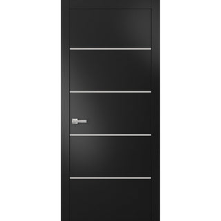Solid French Door 24 x 80 | Planum 0210 Matte Black with| Bathroom