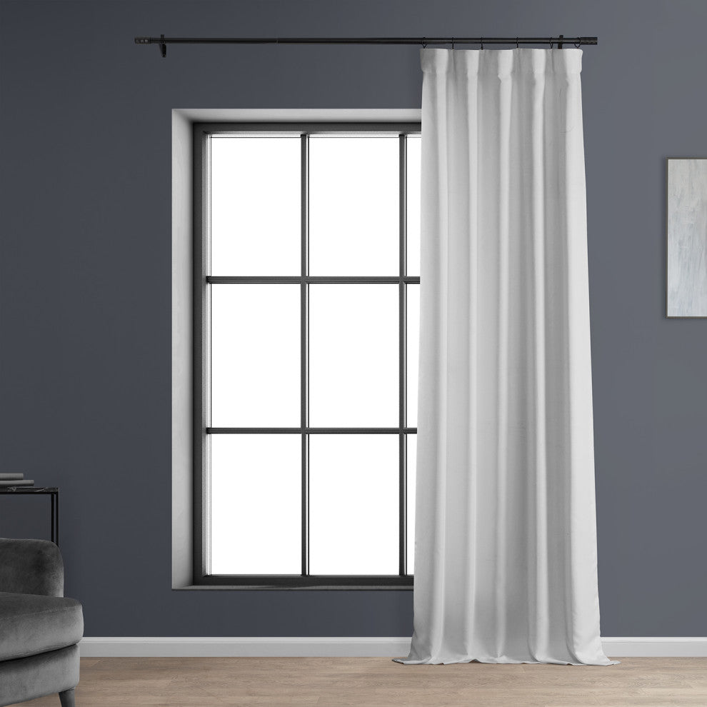 Italian Faux Linen Curtain Single Panel, Dove White, 50"x96"