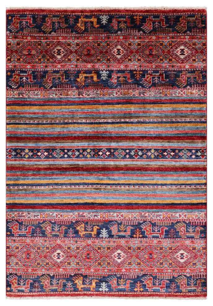 Hand Knotted Tribal Persian Gabbeh Wool Rug 3' 3" X 4' 9" Q8036