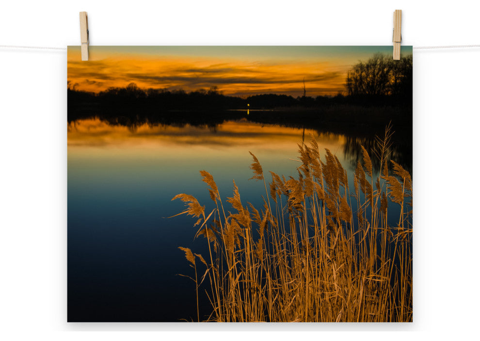 Farmhouse Art Decor: Sunset Reedy Point Landscape Photo Unframed Print, 16" X 20"