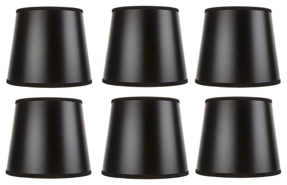 Chandelier Lampshades 7" With Nickel Bulb Clip, Black, Set of 6
