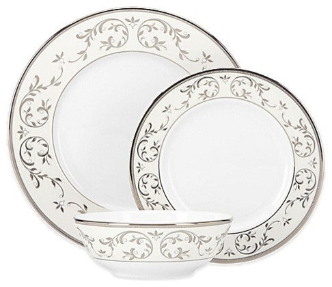 Lenox Opal Innocence Silver 3-Piece China Setting, Set of 12