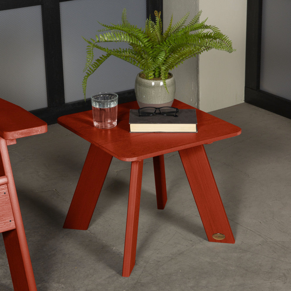 Italica Modern Side Table, Rustic Red