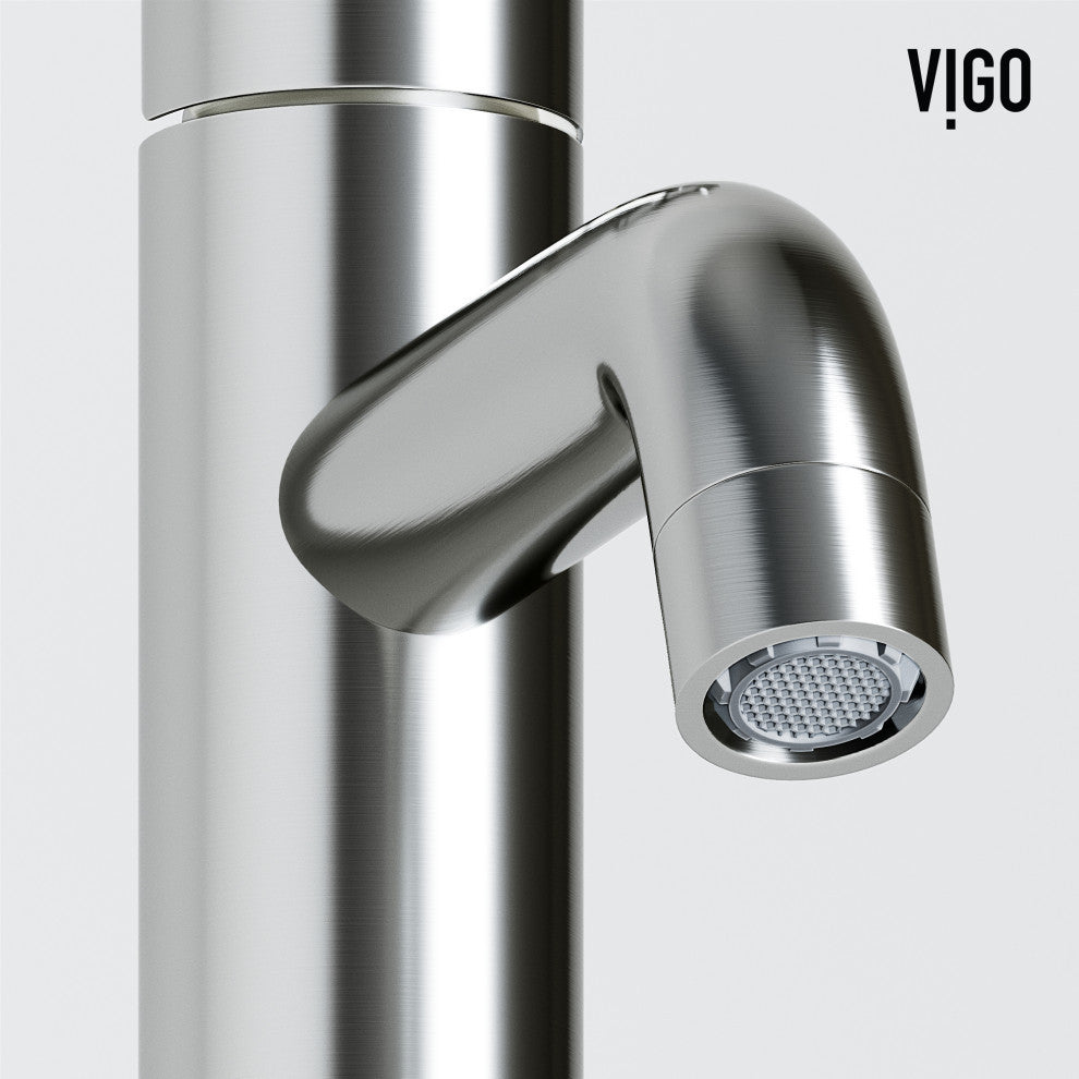 VIGO Ruxton 8" H Single Handle Single Hole Bathroom Faucet, Brushed Nickel, Without Extras