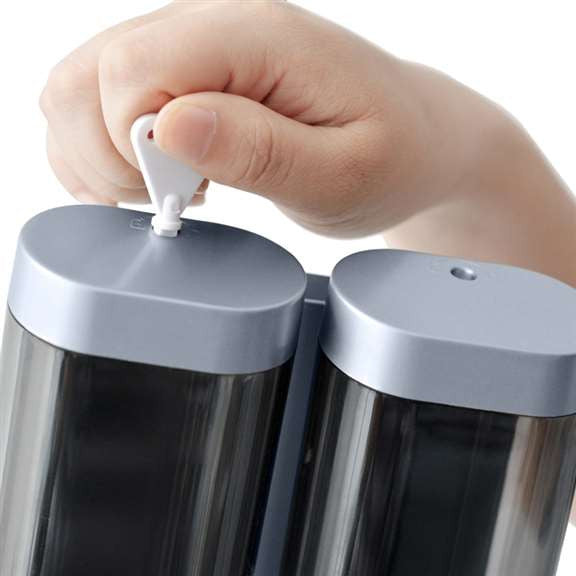 Fontana Milan Silver Gray Wall Mount Double Chamber Liquid Hand Soap Dispenser