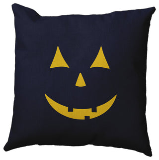 Halloween JackoLantern Indoor/Outdoor Throw Pillow, Navy, 18"x18"